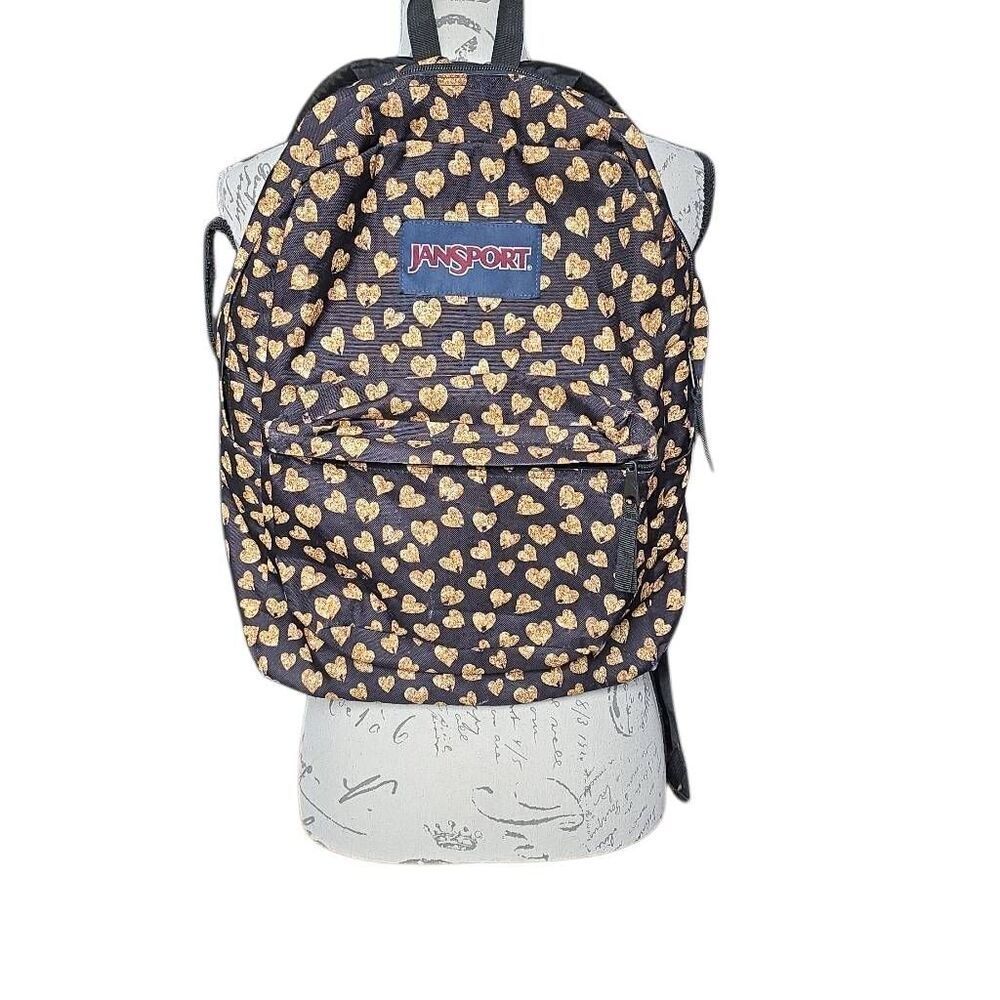 JanSport Black Gold Heart Backpack